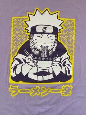 2002 Naruto Ichiraku Ramen Purple Graphic T-Shirt Size Large, Vintage